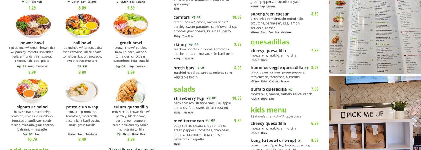 SoFresh Tampa - Carrollwood Menu