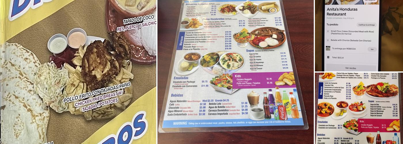 Anita's Honduras Restaurant Menu