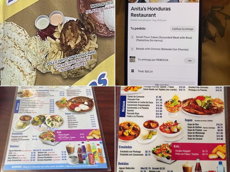 Anita's Honduras Restaurant Menu