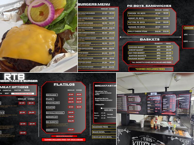 Rendon Burger & Taco (RBT) Menu