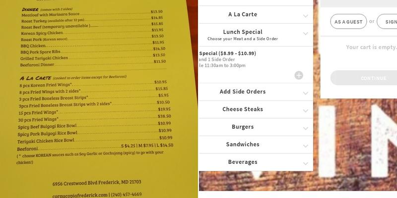 Cornucopia Menu