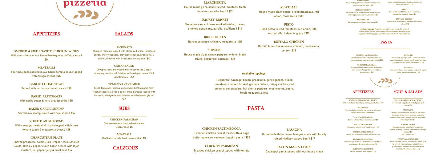 Due Passi Pizzeria Menu