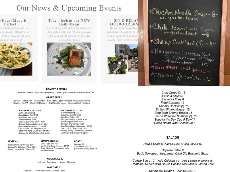 SunCliff Restaurant Menu