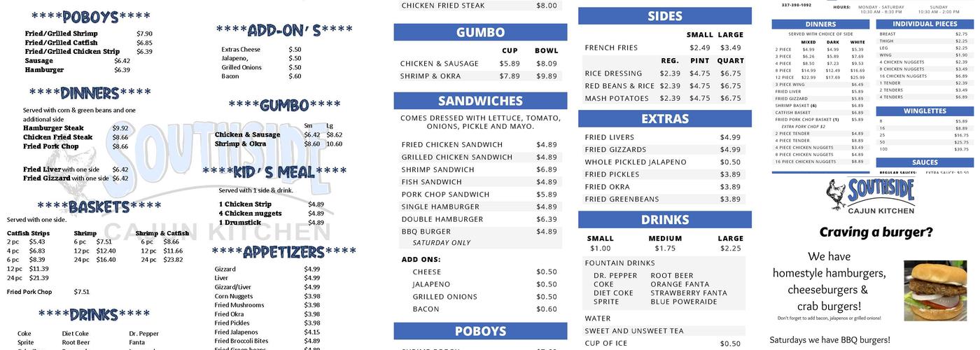 Southside Cajun Kitchen Menu