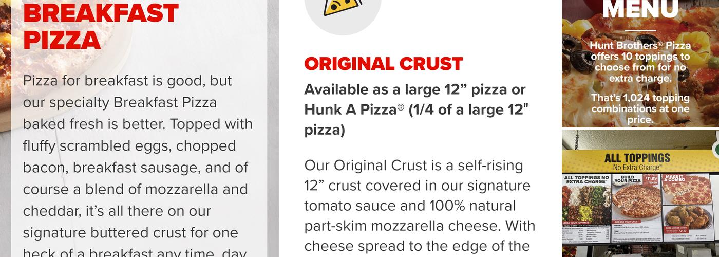 Hunt Brothers Pizza Menu
