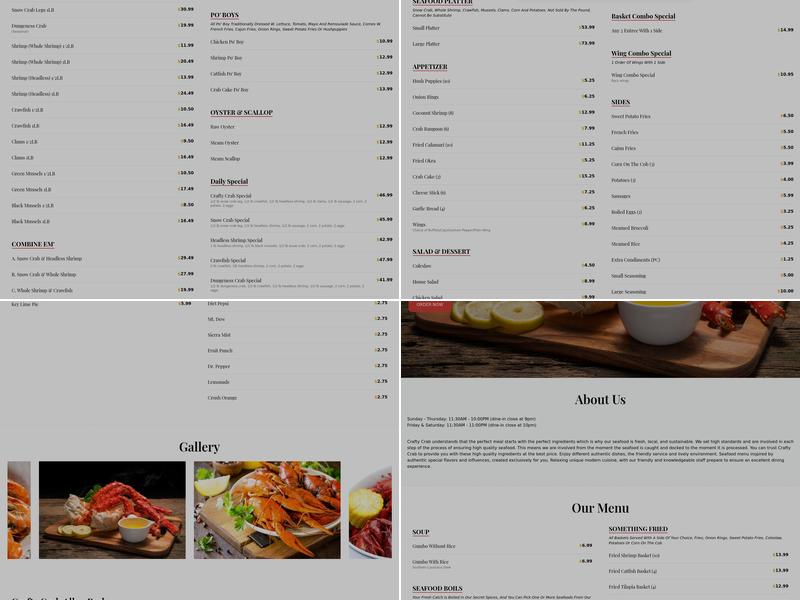 Crafty Crab Allen Park Menu