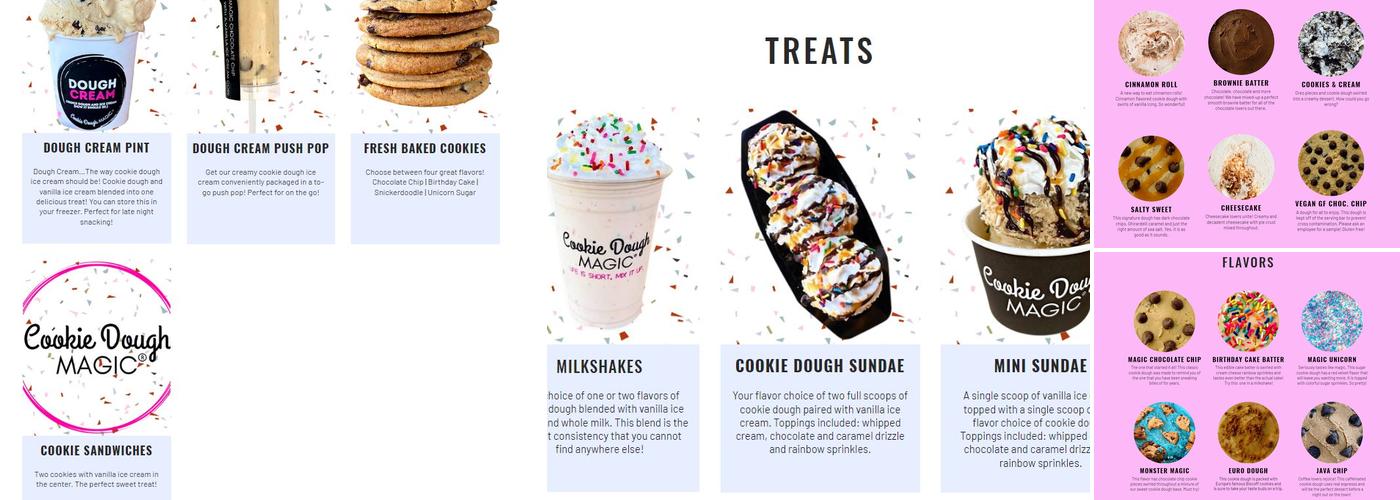 Cookie Dough Magic Menu