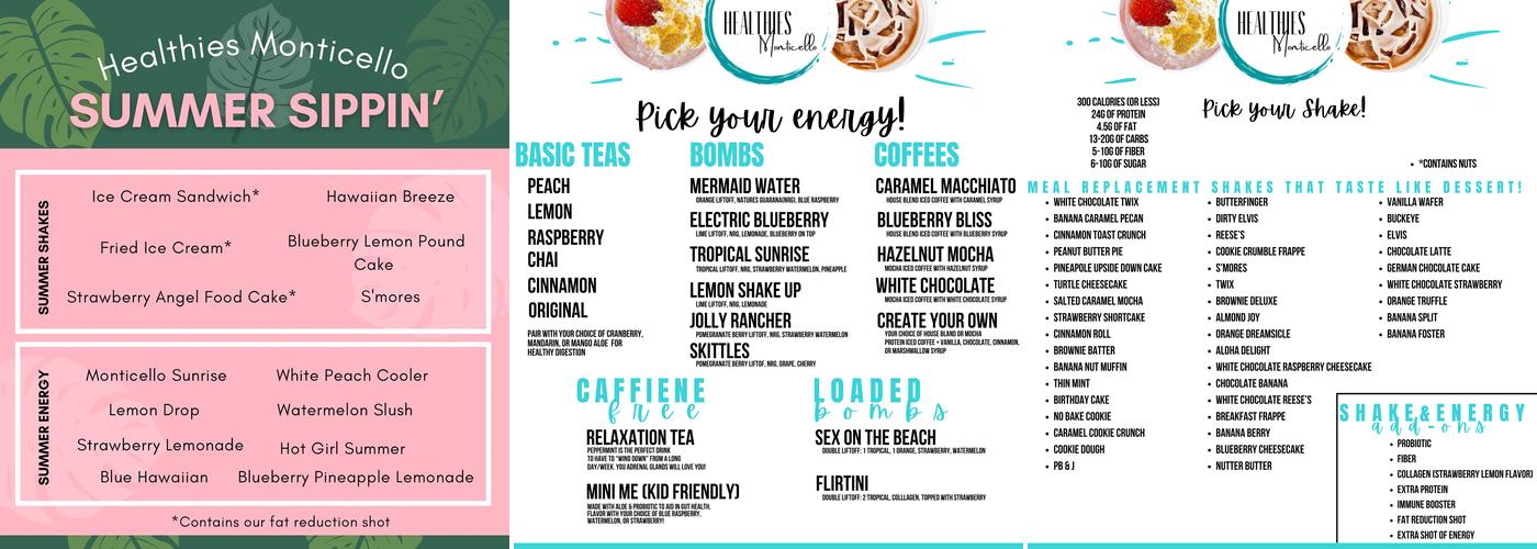 Healthies Monticello Menu