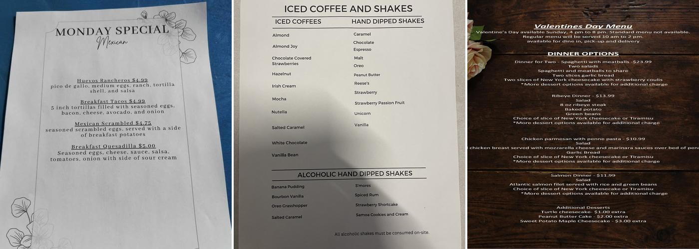 The Corner Cafe Menu