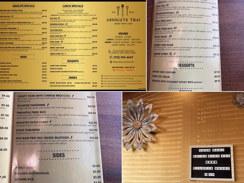 Absolute Thai Menu