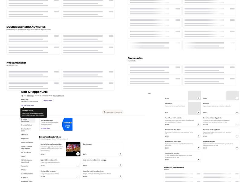 Salt & Pepper Grill Menu