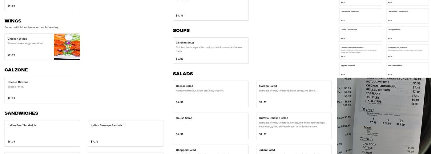 GH Pizza's Menu