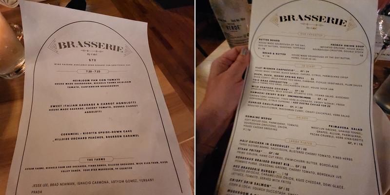 Brasserie by C&C Menu