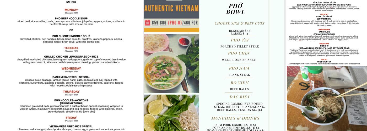 Pho Kytchen Menu