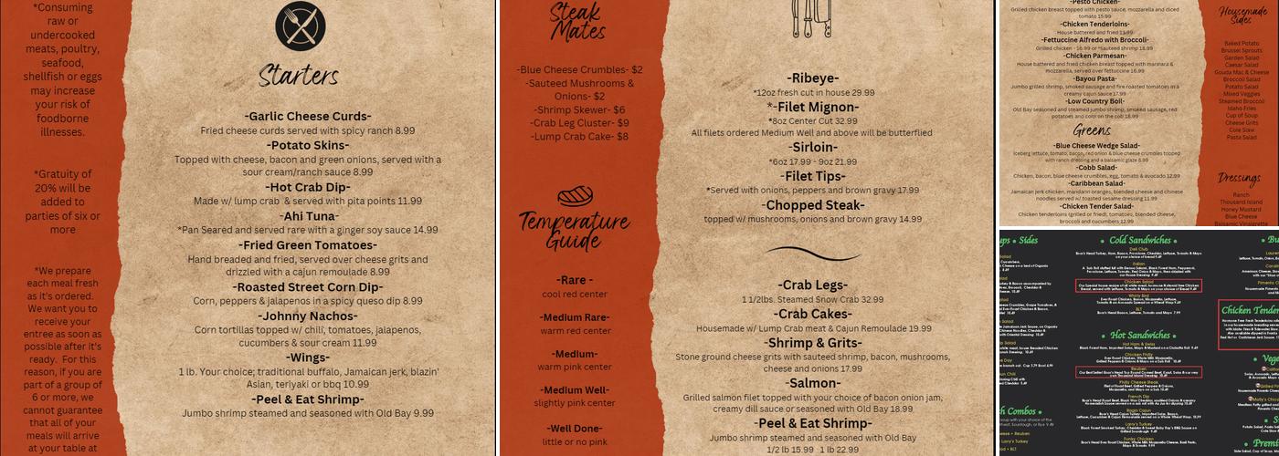 J. Hartman’s Menu