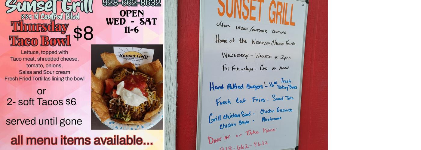 Sunset Grill Menu