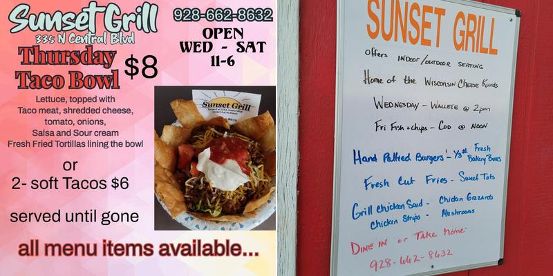 Sunset Grill Menu