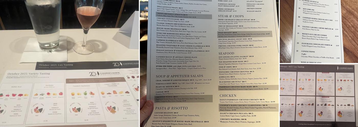 Cooper's Hawk Winery & Restaurant- Scottsdale Menu