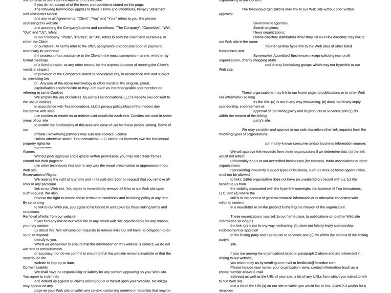 Tea Bar & Fusion Cafe-Redding Menu