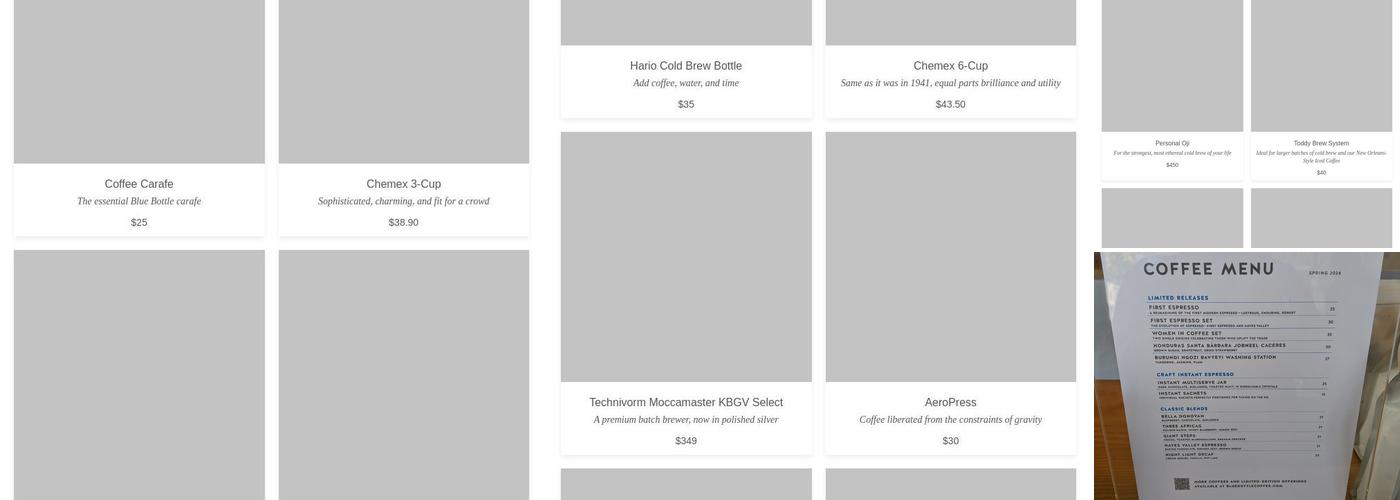 Blue Bottle Coffee Menu