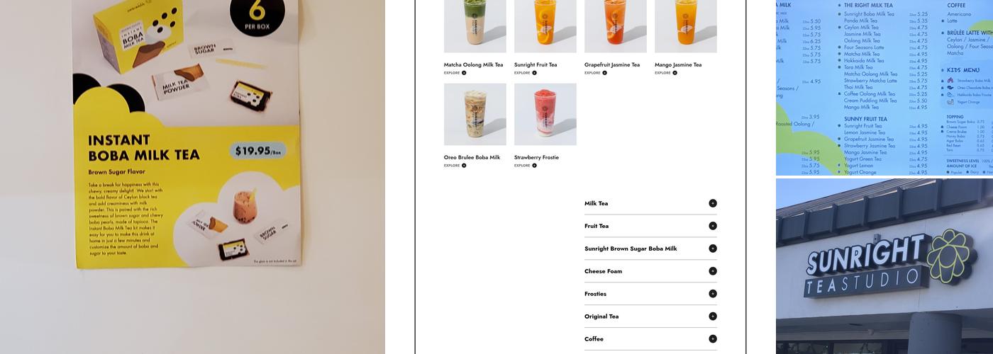 Sunright Tea Studio -Fullerton Menu