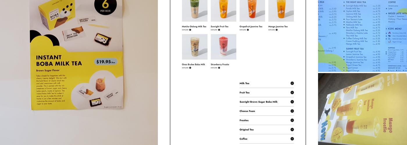 Sunright Tea Studio -Fullerton Menu