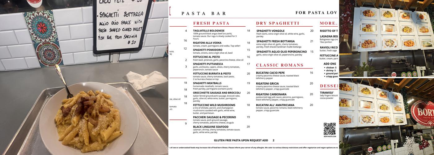 Borti Pasta Bar Menu