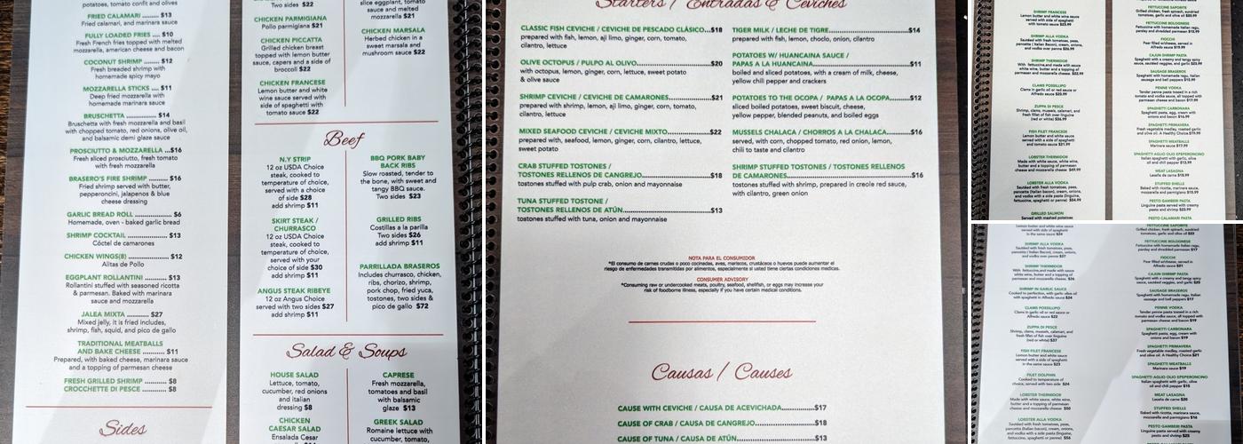 Brasero’s Restaurant & Bar Menu