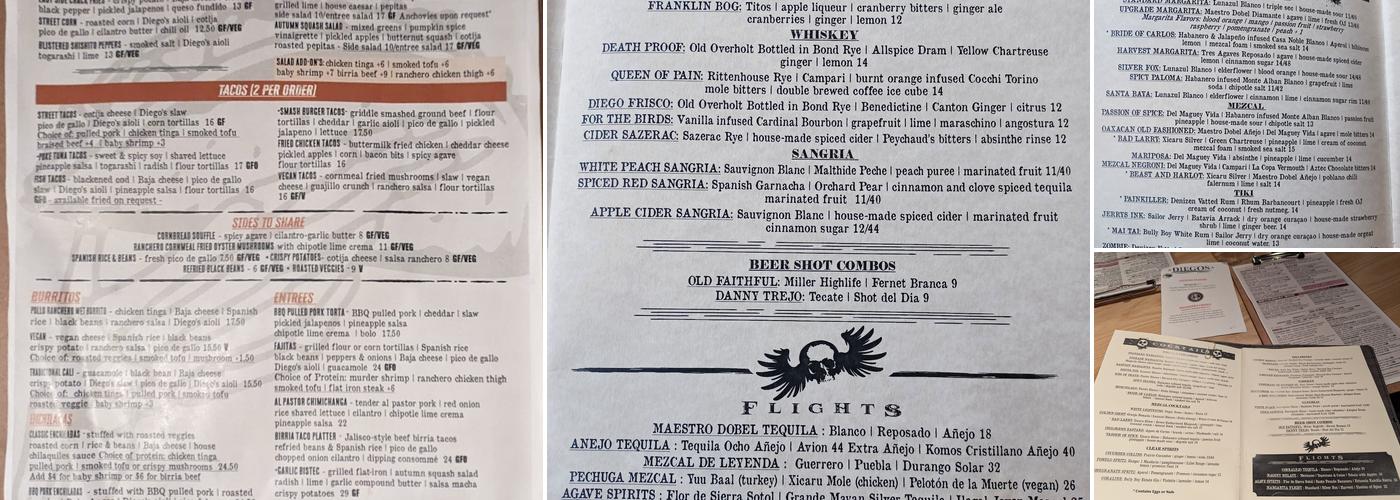 Diego's East Side Menu