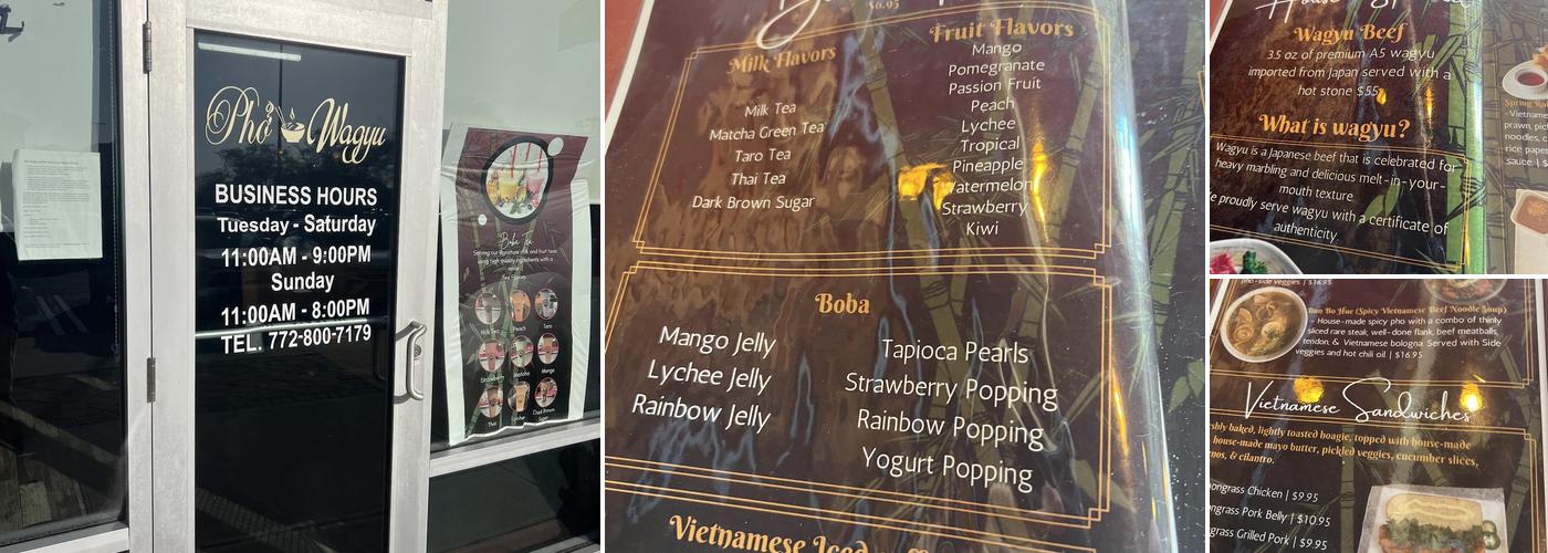 Pho Wagyu Menu