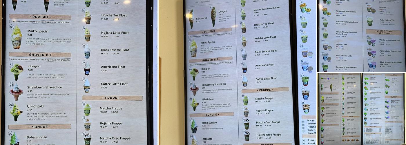 Matcha cafe Maiko Menu