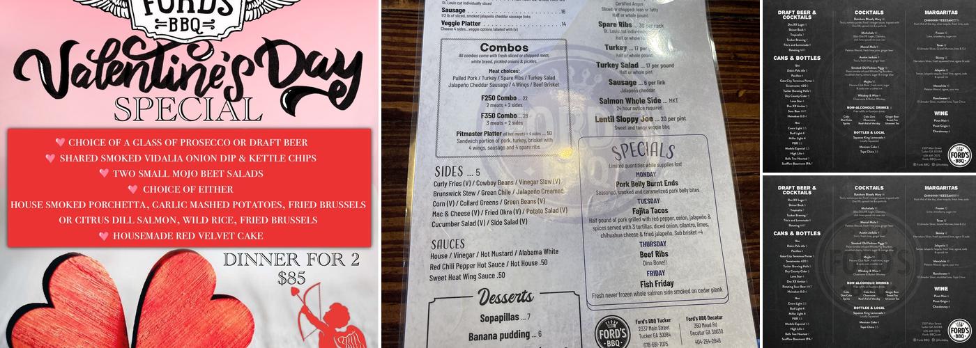 Ford's BBQ Menu