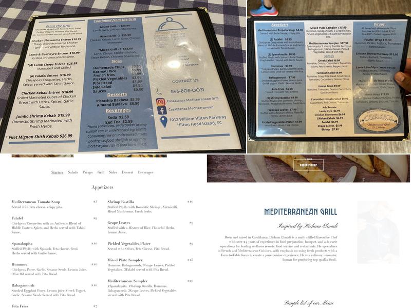 Casablanca Mediterranean Grill Menu