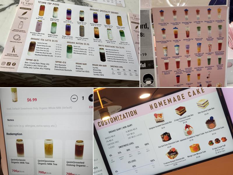 Te'amo Boba Bar Menu