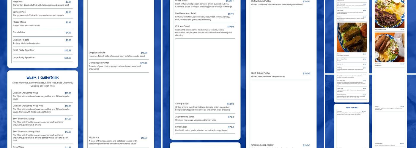 Athena cafe Menu