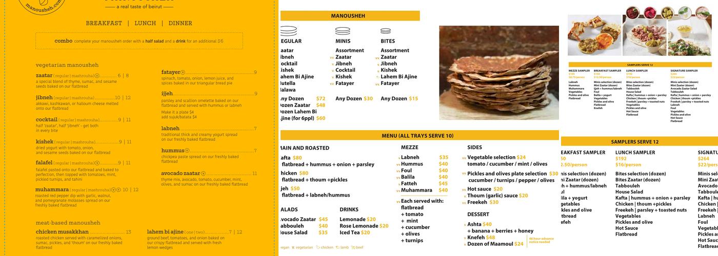 Manousheh Grand Menu