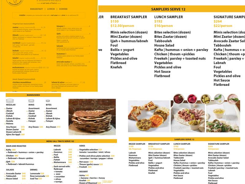 Manousheh Grand Menu