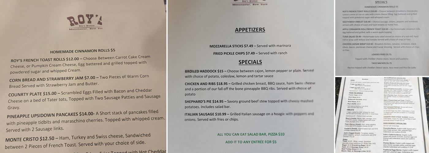 Roy's Menu