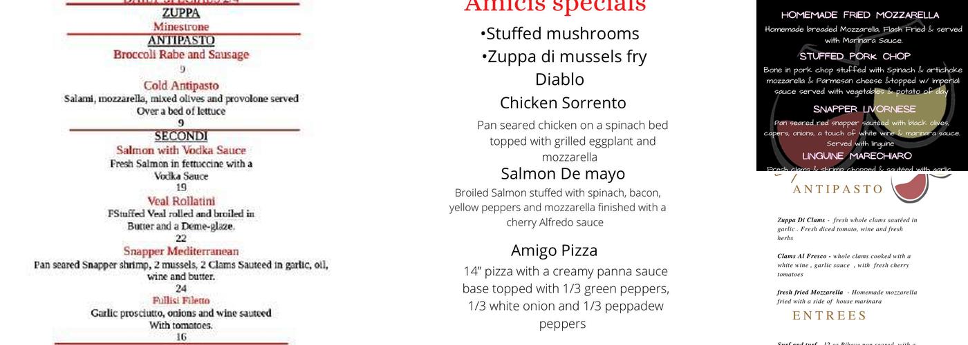 Amici's Italian Restaurant Menu