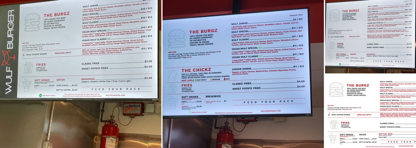 Wulf Burger Menu