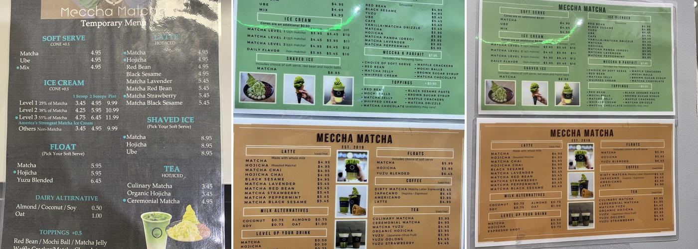Meccha Matcha Menu