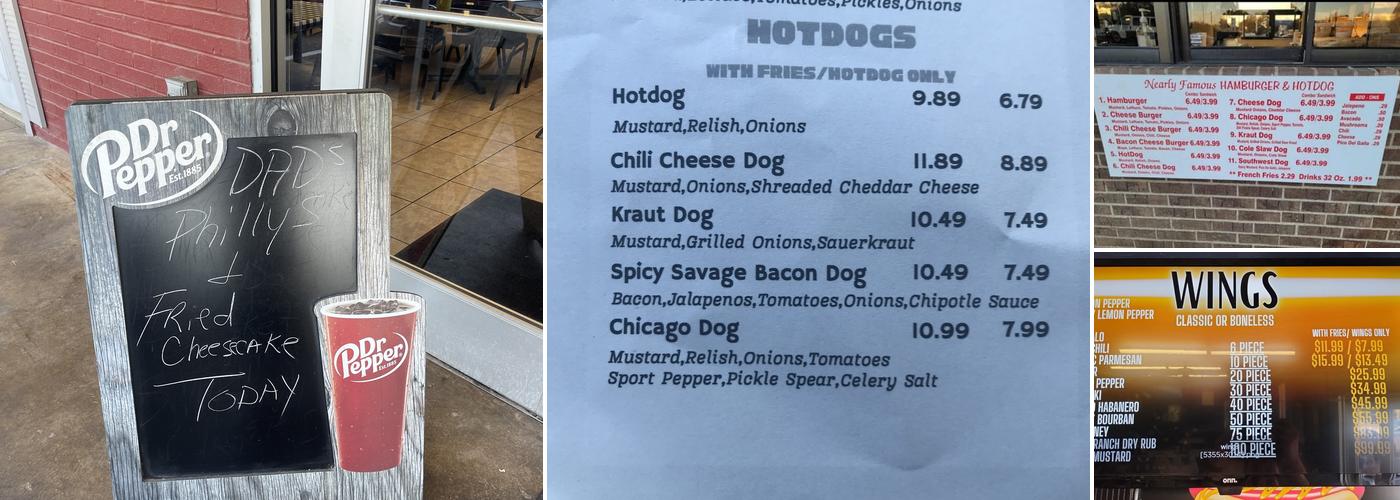 Nearly Famous Burgers and Hotdogs Menu