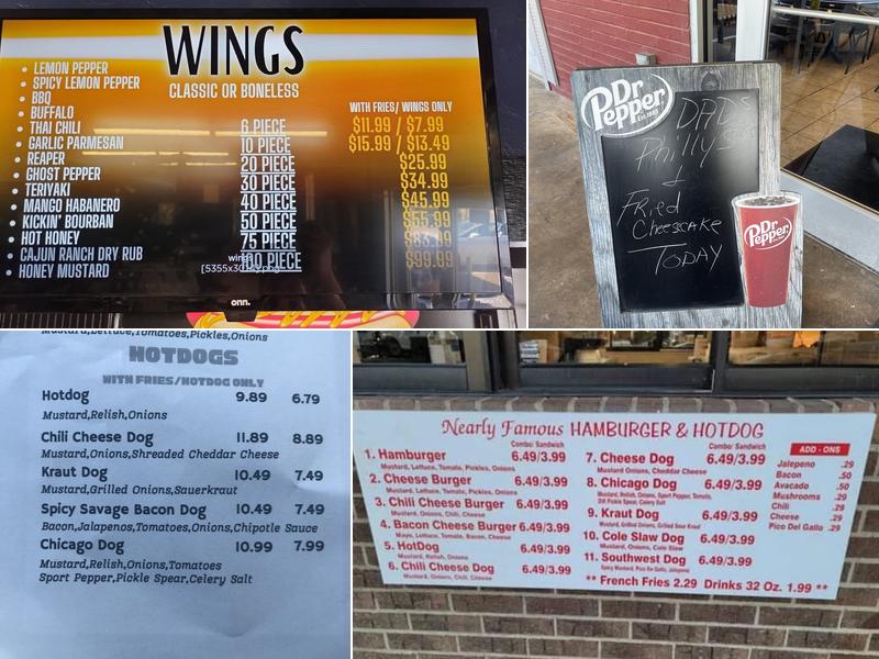 Nearly Famous Burgers and Hotdogs Menu