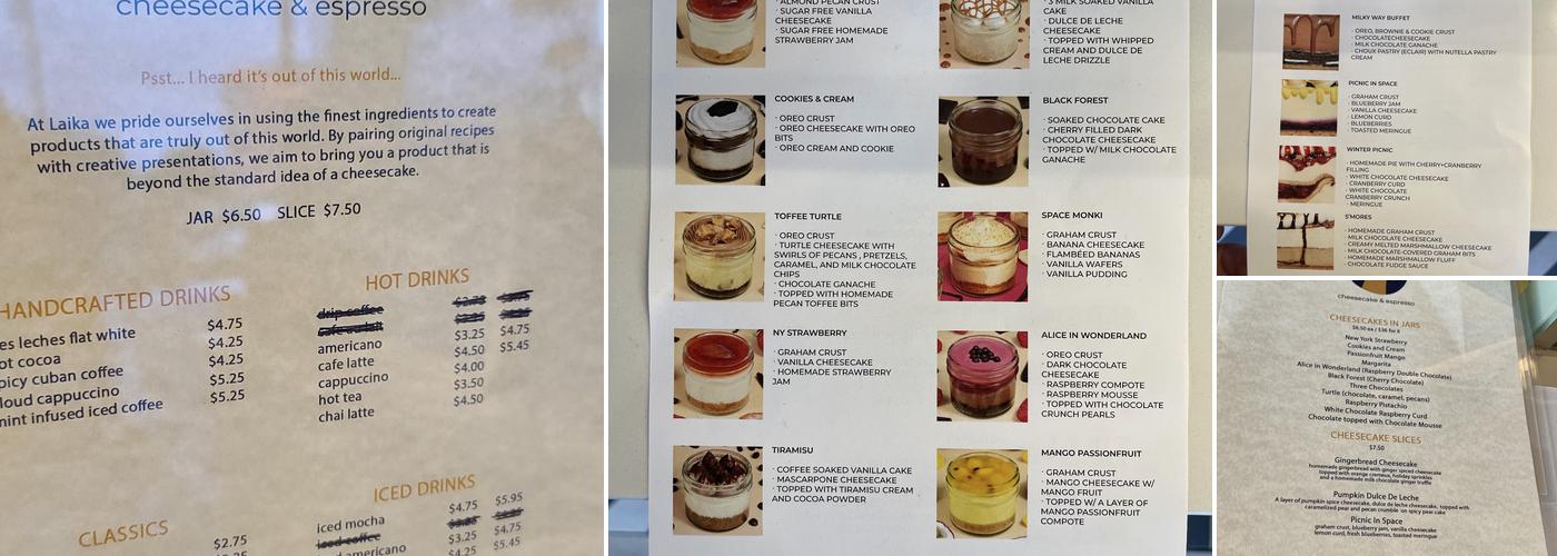 Laika Cheesecake & Espresso Menu