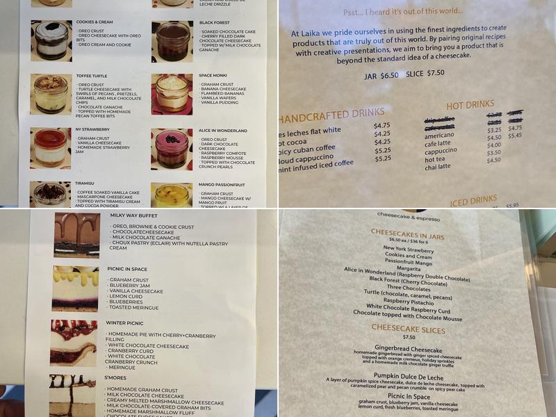 Laika Cheesecake & Espresso Menu
