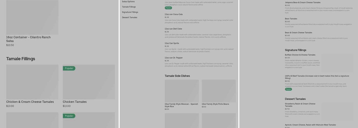 Tamale-Fix Menu
