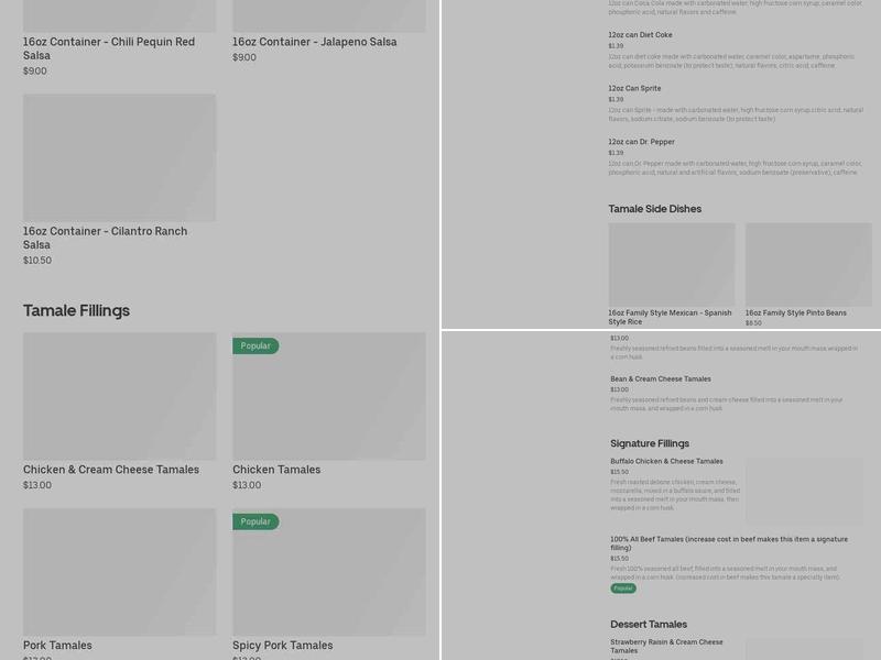 Tamale-Fix Menu