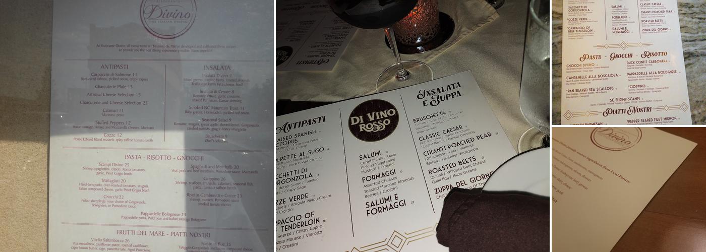 Di Vino Rosso Menu