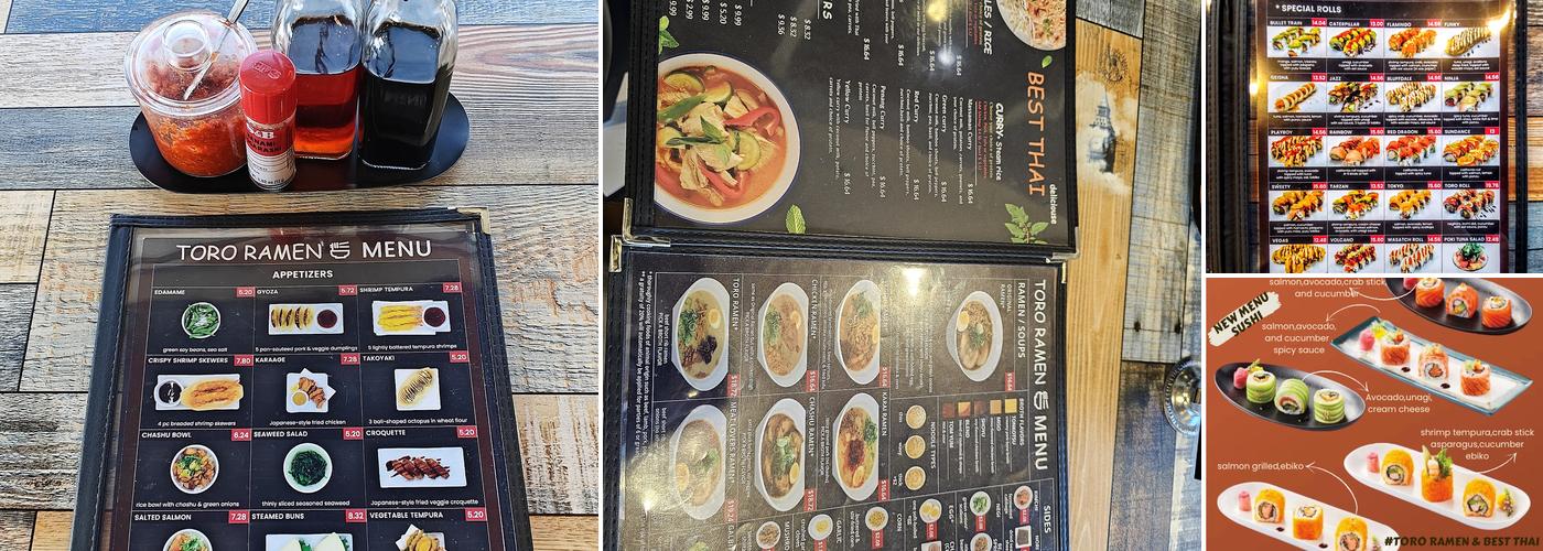 Toro Ramen Menu