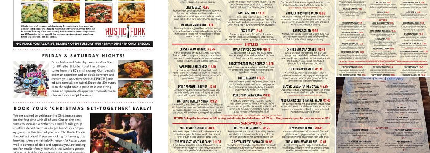 The Rustic Fork Menu